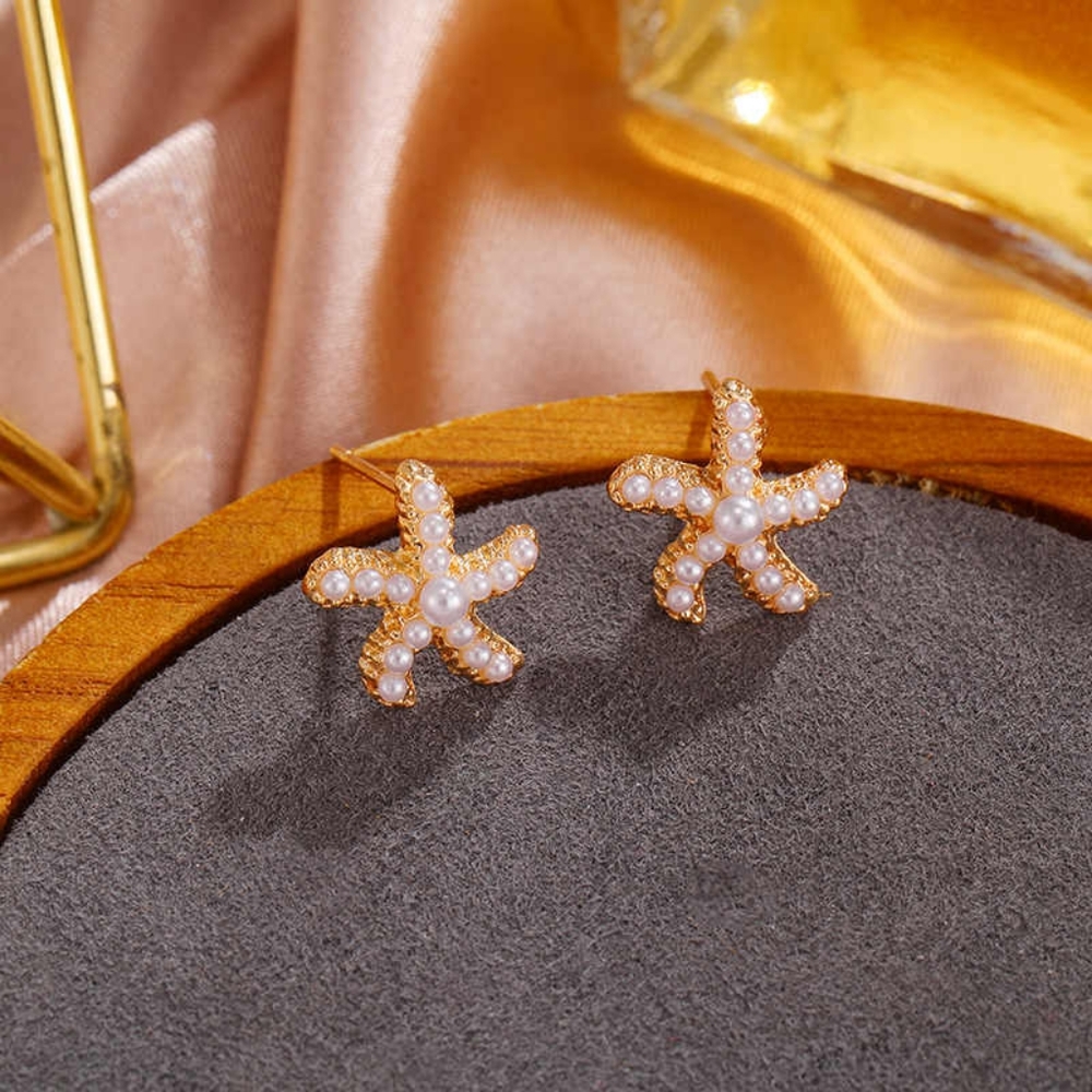 Precious Pearl Studded Starfish Earrings